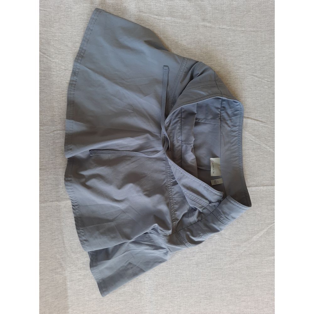 Athleta Women's 2P Gray Performance Active Drawstring Zip-Up Full Skater‎ Skirt